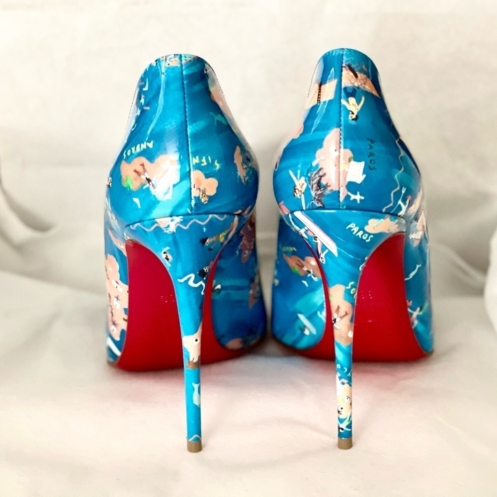 Christian Louboutin Hot Chick pumps 100mm patent blue Greek Odyssey EU37.5 - Picture 6 of 14